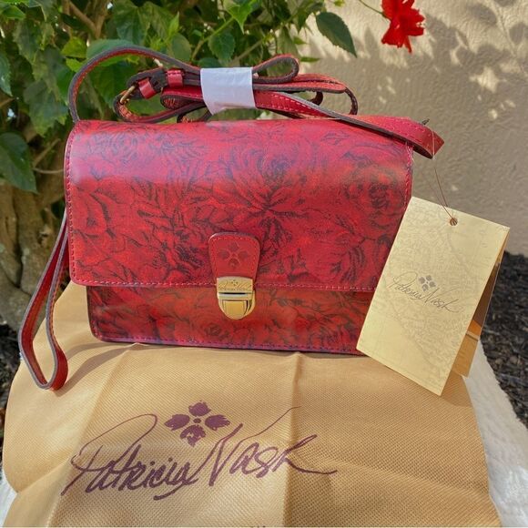 PATRICIA NASH LANZA LEATHER CROSSBODY CLUTCH ETCHED ROSES NWT - Picture 8 of 14